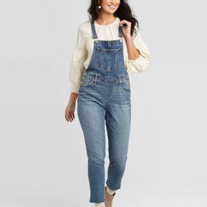 Universal Thread High-Rise Raw Hem Taper Denim Cropped Overalls 6 NWT